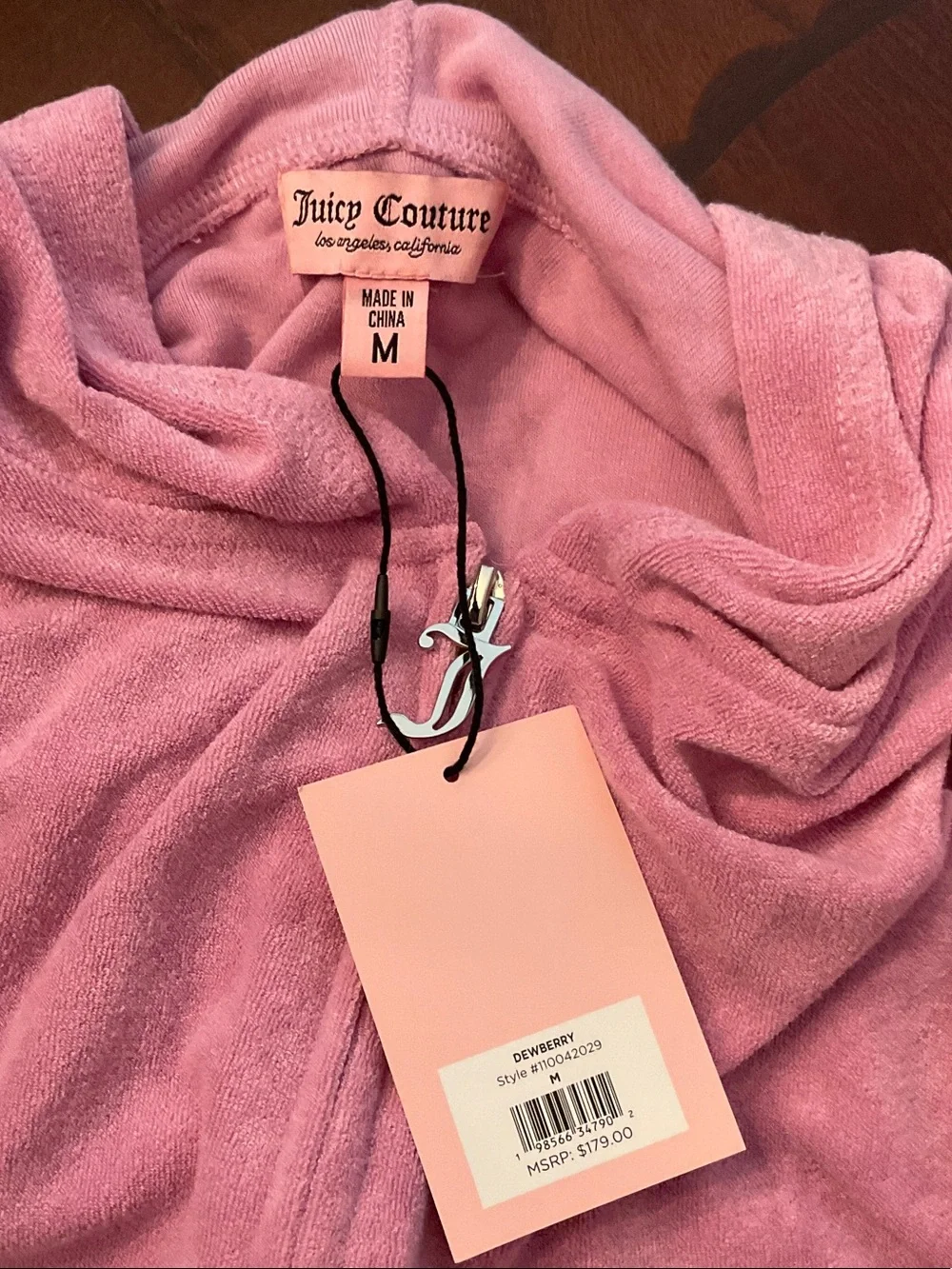 Juicy Couture Pink Velour Short Pajama Set with Rhinestone Logo